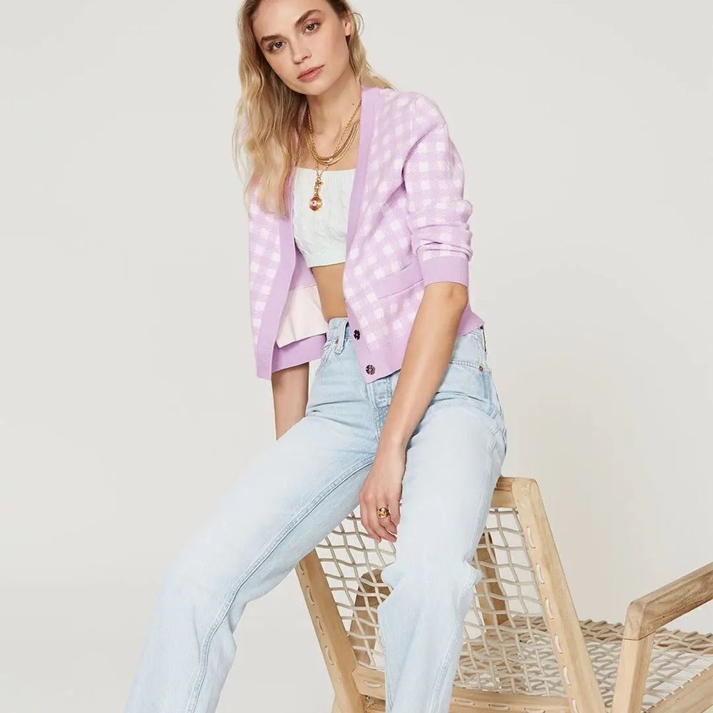 NWT MAJE MYSTYLE CHECKERED CARDIGAN